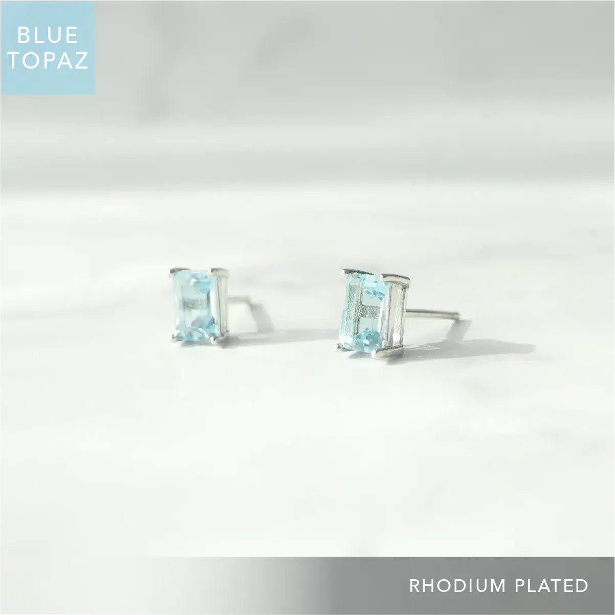 ブルートパーズ 多面カット レクタングル スタッドピアス｜SMUK公式通販