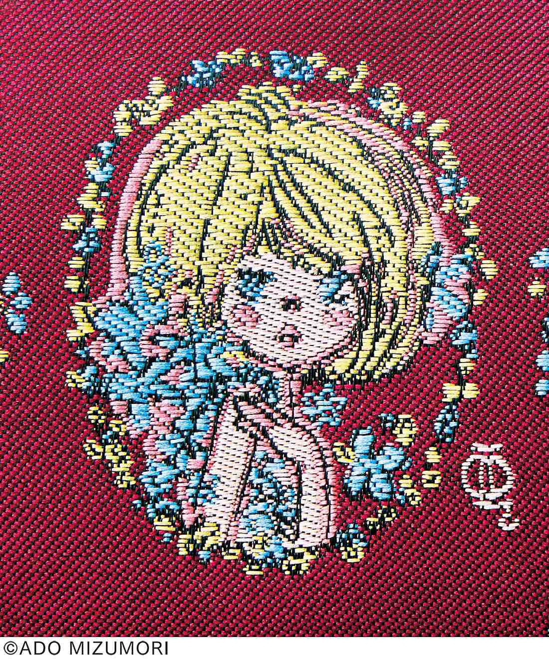 カワイイ！ 水森亜土 ジャカードがま口ポーチ〈ボルドー〉｜フェリシモ