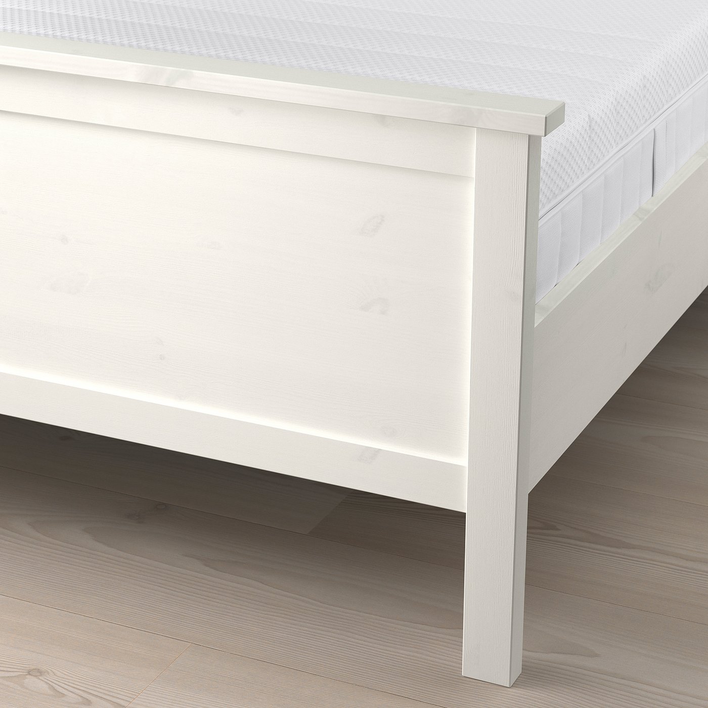 HEMNES ヘムネス ベッドフレーム マットレス付き, ホワイトステイン