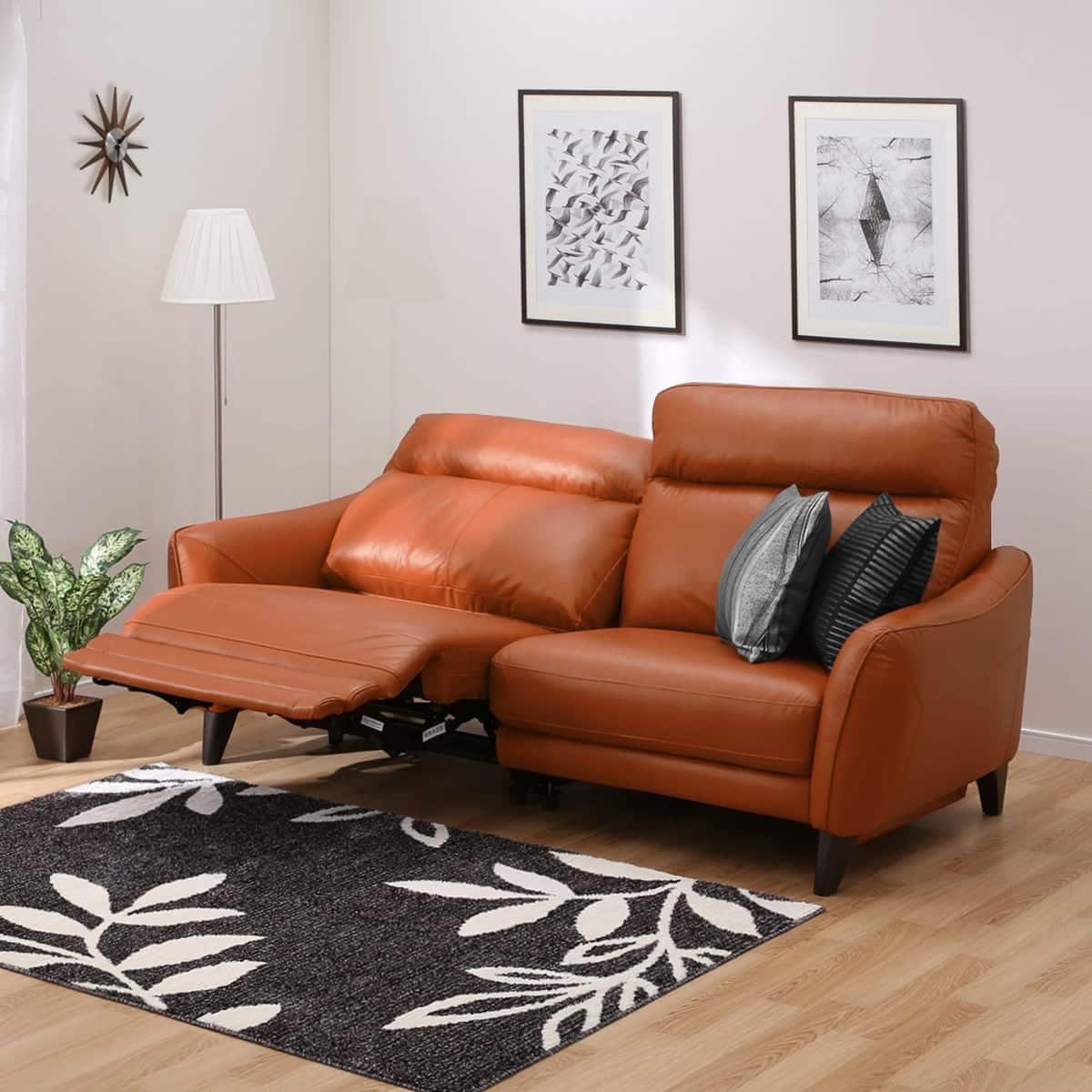 3人掛け右電動リクライニングソファ 本革(一部合成皮革)タイプ