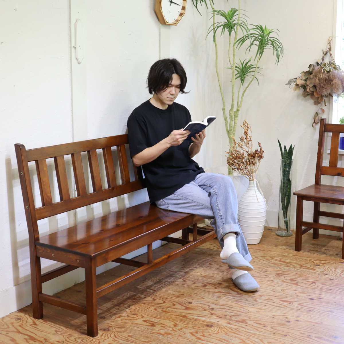 アンファン / enfant ベンチ 【大】カントリーベンチ チェア パイン材 中古