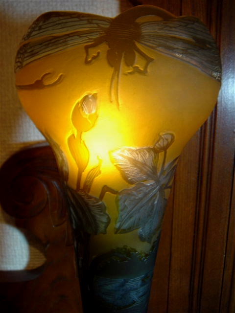 ルーマニアガレ 被せガラス 蜻蛉（トンボ） スタンドランプ 【NW0030