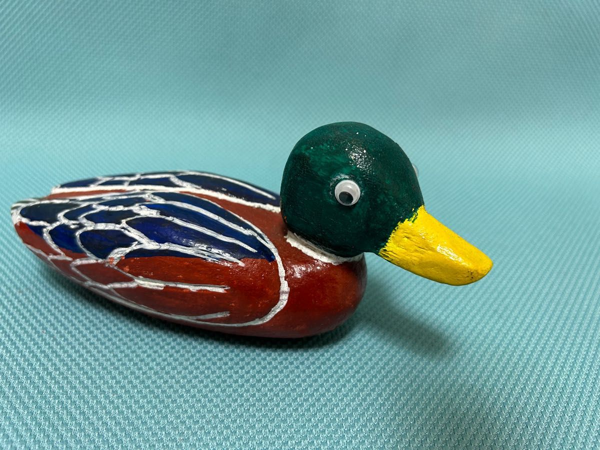 民芸品 鴨の置物 木製 オブジェクト 彫刻 バードカービング 水鳥 カモ