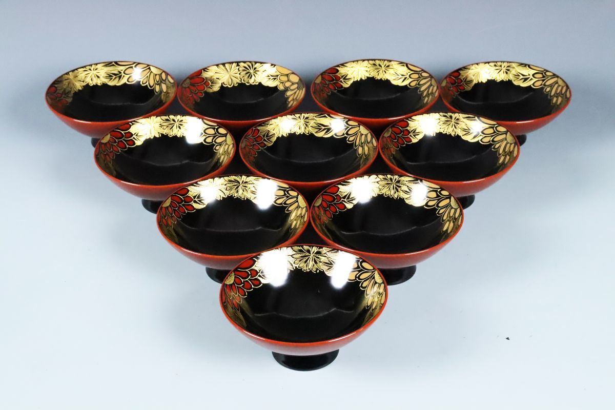 Yahoo!オークション - 最高級 輪島塗 朱地漆器 沈金蒔絵 花尽菊文 吸物