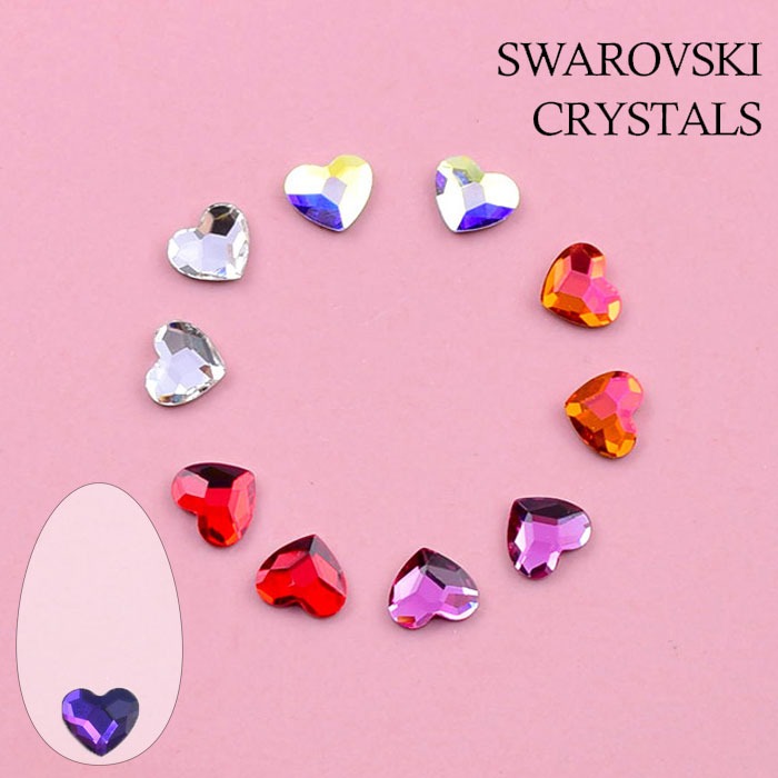 スワロフスキー #2808 ハート フラットバック・16色、6mm