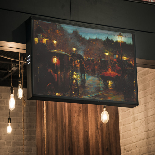 パリの夜景の絵画インテリアポスター ☆雨傘フランス馬車クラシック