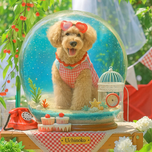 受注制作品】うちのこスノードームデジタルアート｜夏の海カフェ ※修正