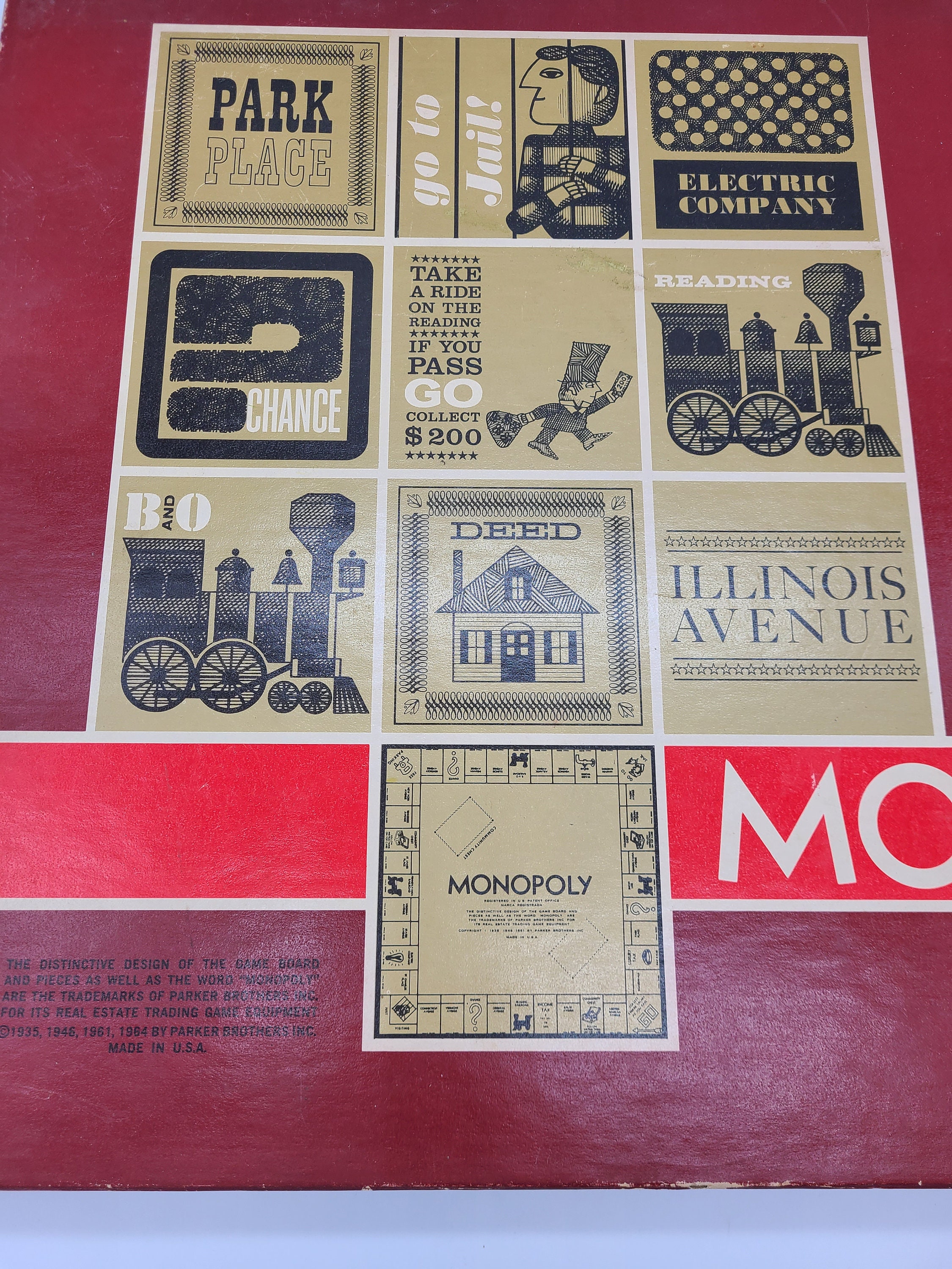1964 年製ヴィンテージの赤い箱入りモノポリー ボード ゲーム。 - Etsy
