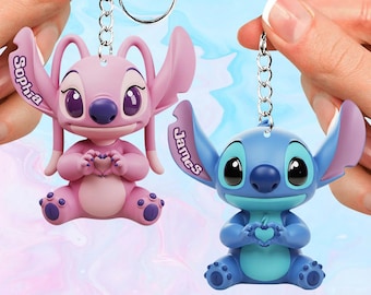 スティッチとエンジェルのキーホルダー。ディズニーの「リロ