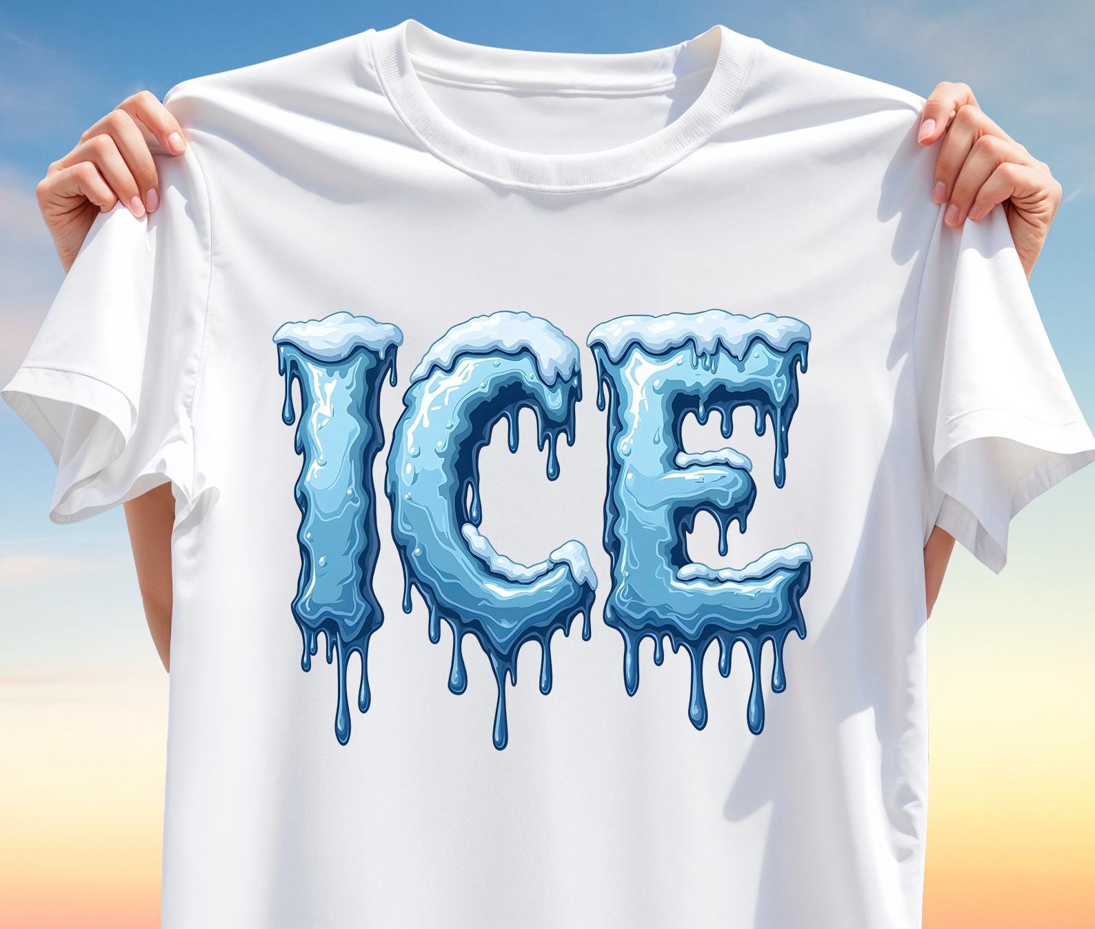 ICE Word T-shirt Design - Frozen Lettering PNG Clipart - Cool