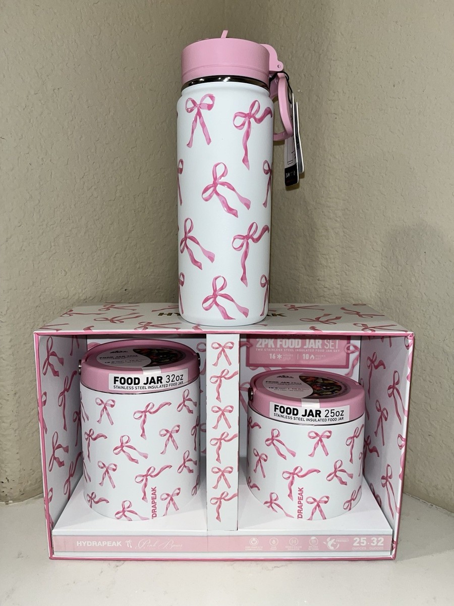 3-NIB HYDRAPEAK LIMITED EDITION VINTAGE PINK BOW 20OZ BOTTLE AND