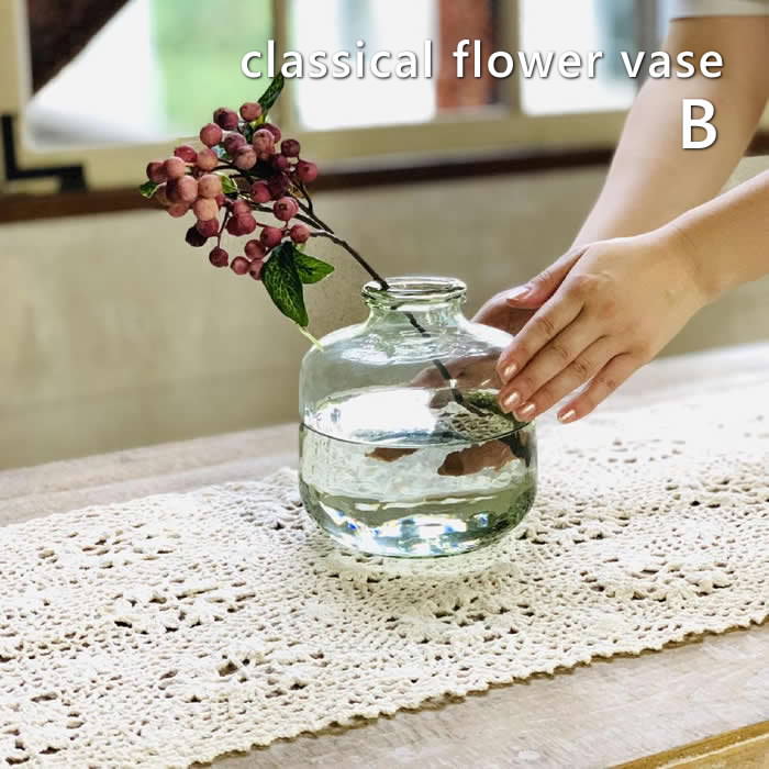 楽天市場】【あす楽】 花瓶 【 クラシカルガラスフラワーベースB