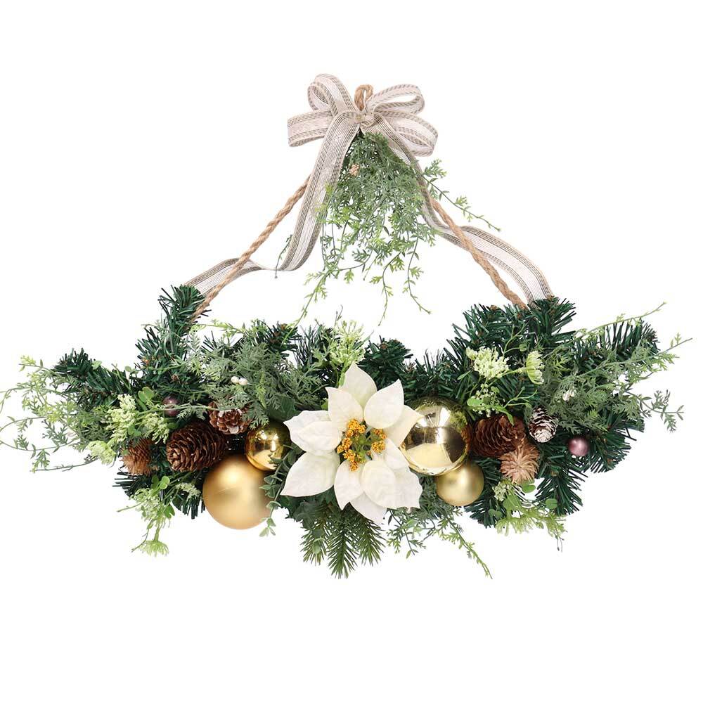 クリスマススワッグ グリーン リーフ リース 50cm Artificial Swag