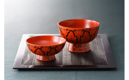 慶塚漆器工房〉吉野椀 刷毛目 洗朱 [高島屋選定品] / 石川県輪島市