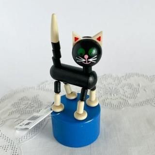 チェコ Detoa社製 木製プッシュトイ ねこ - チェコ雑貨とチェコ絵本の