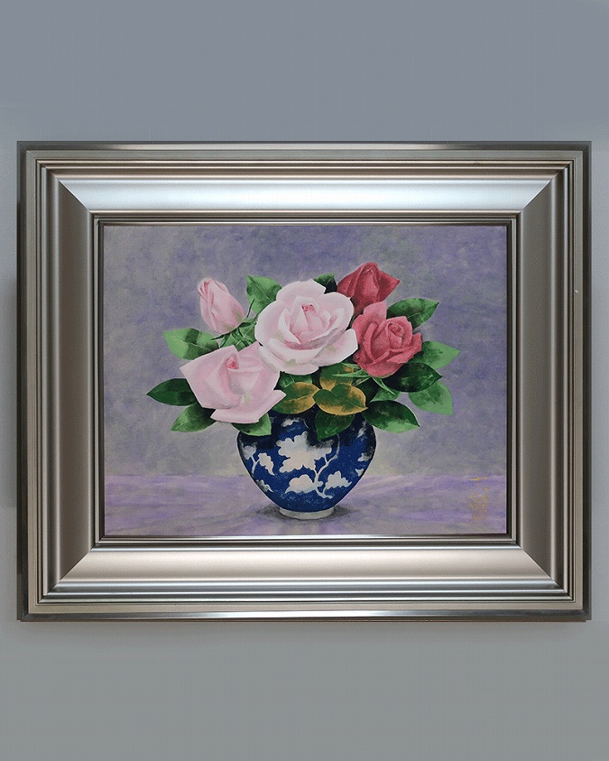 久保吉郎 薔薇 [P10号] | 掛軸(掛け軸)販売／表装ご依頼は掛軸いっぷく