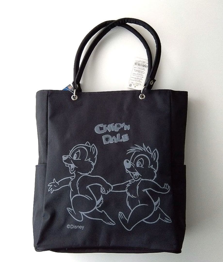 Disney】チップとデールのトートバッグ ブラック 新品タグ付き - メルカリ