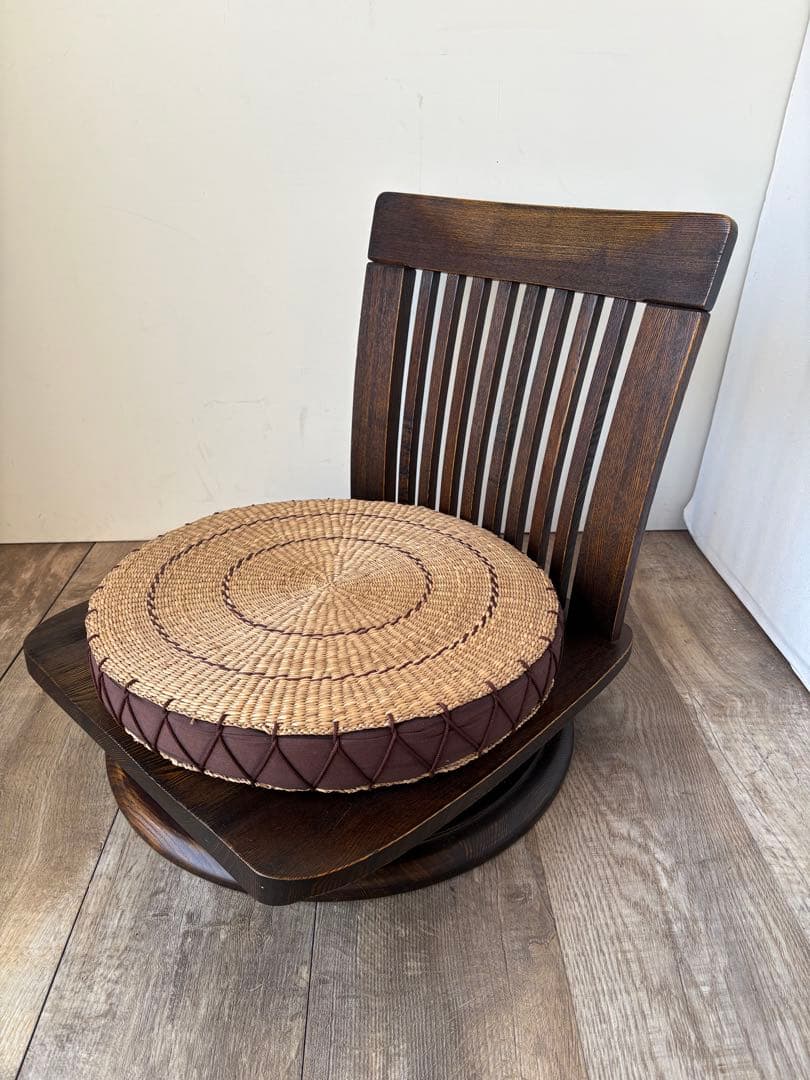 回転座椅子　無垢　和モダン　和室　タモ材　オーク材　⑤ 回転座椅子 ロータイプ 座椅子 タモ材 モダン 和モダン : 手づくり家具