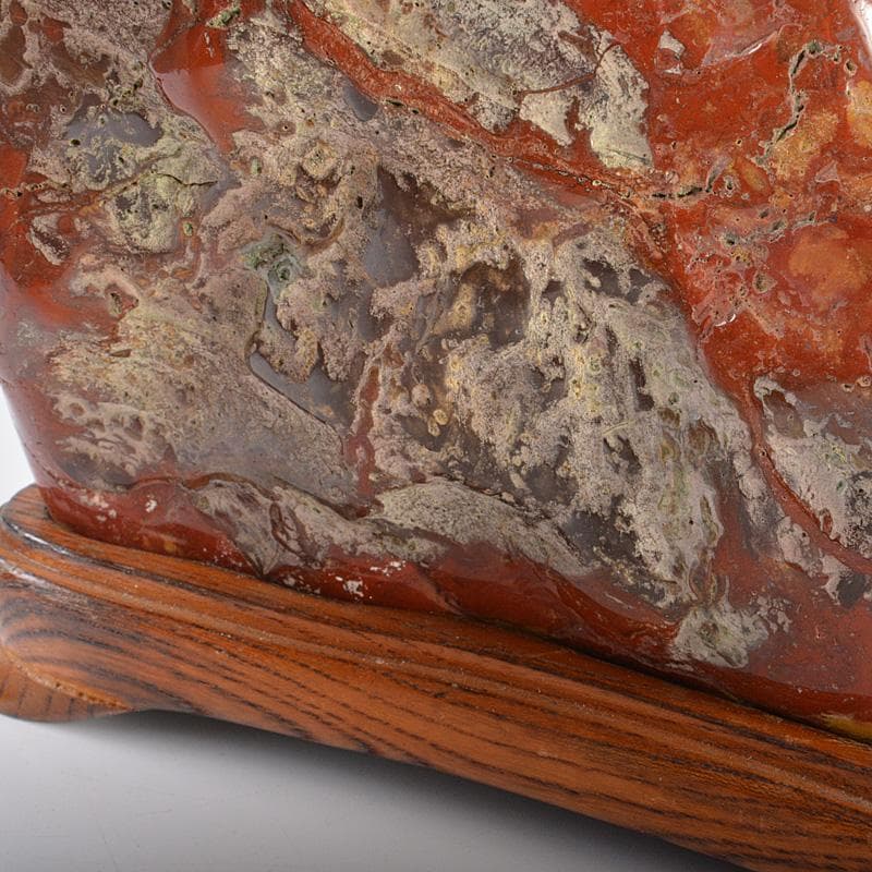 天然石 鑑賞石 佐渡赤玉石 赤石 置物 重さ約2.3㎏ 唐木台付 V R6490