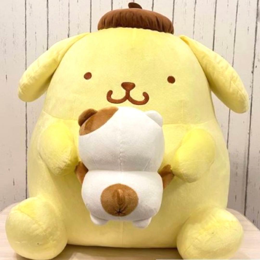 ポムポムプリン 特大ぬいぐるみ チームプリン マフィン 新品 ポムポムプリン】チームプリン漫画の2人がおおきなぬいぐるみになって