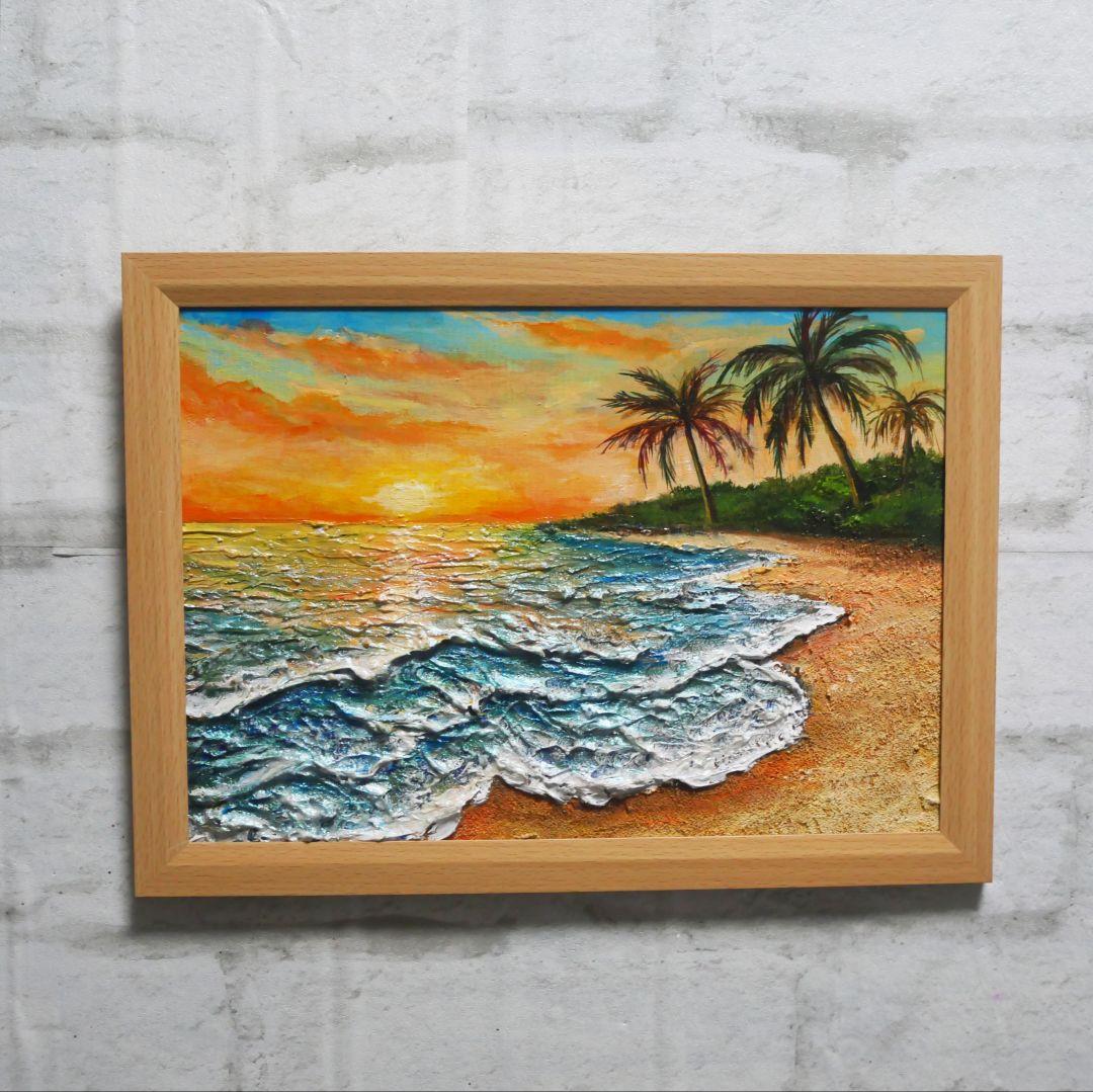 油絵 油彩 油彩画 絵 絵画【夕日の海辺】 油絵 油彩 油彩画 絵 絵画【夕日の海辺】 絵画 HR 通販 16471748