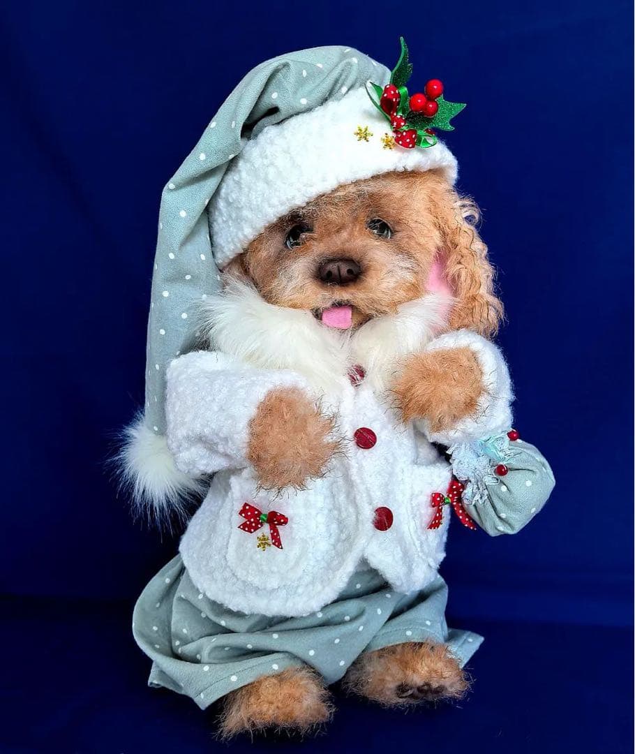 海外作家様作　アートドール　トイプードル トイプードル (レッド） O-406-1 陶製 /toy poodle/玩具貴賓犬