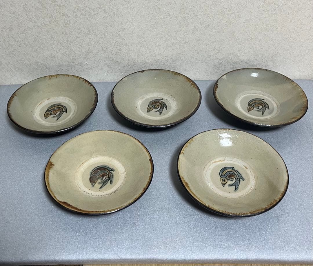 沖縄のかぜシリーズ　皿　5点　金城敏夫先生 皿 沖縄 やちむん 金城敏男 | 古道具オノフオノフ