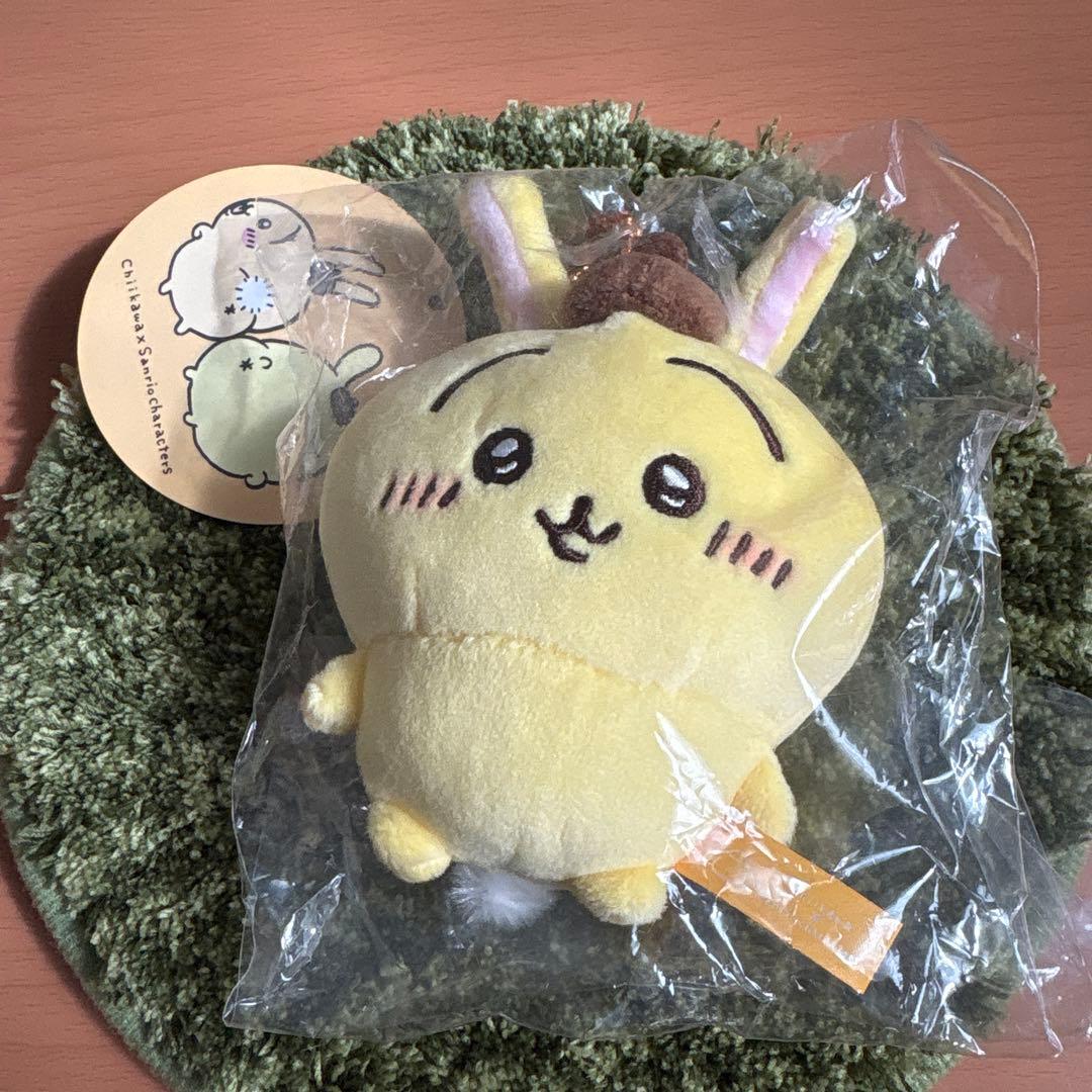 新品タグ付き ちいかわ ポムポムプリン マスコット ちいかわ サンリオコラボ ポムポムプリン うさぎ マスコット 美品
