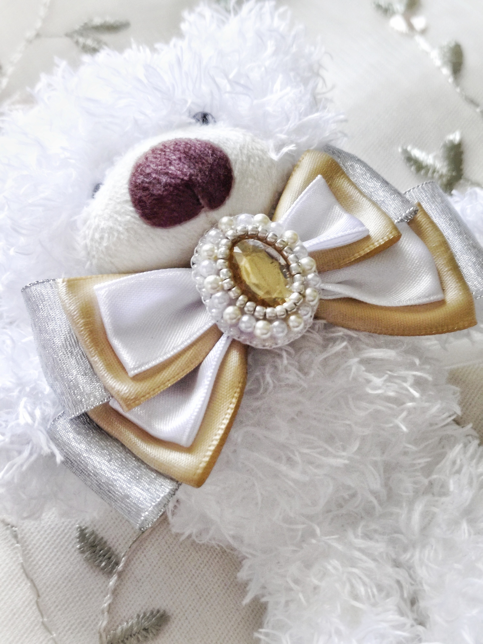 推し色リボンチョーカー【ライトグリーン/ブラウン】ぬいぐるみ用